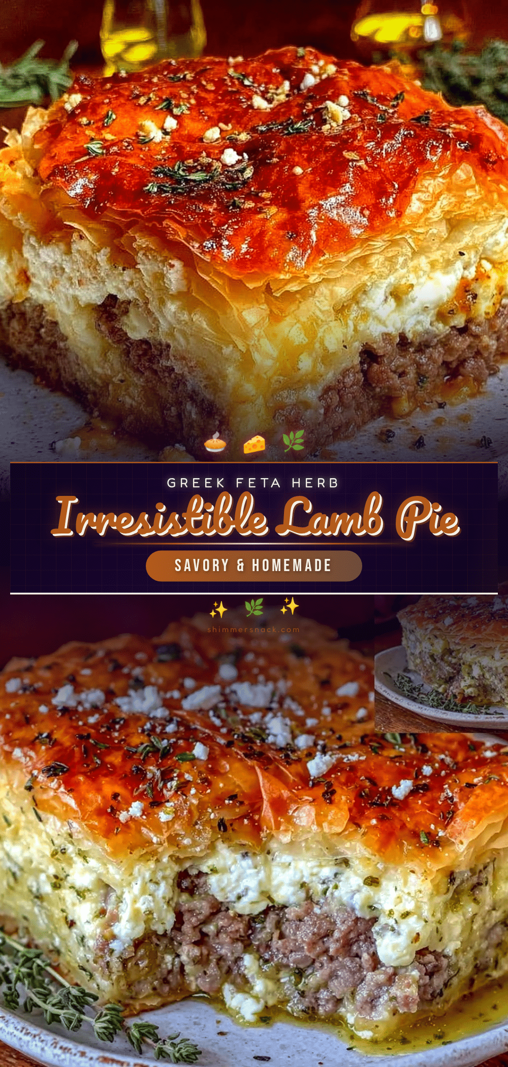Greek Feta Herb Easter Lamb Pie recipe