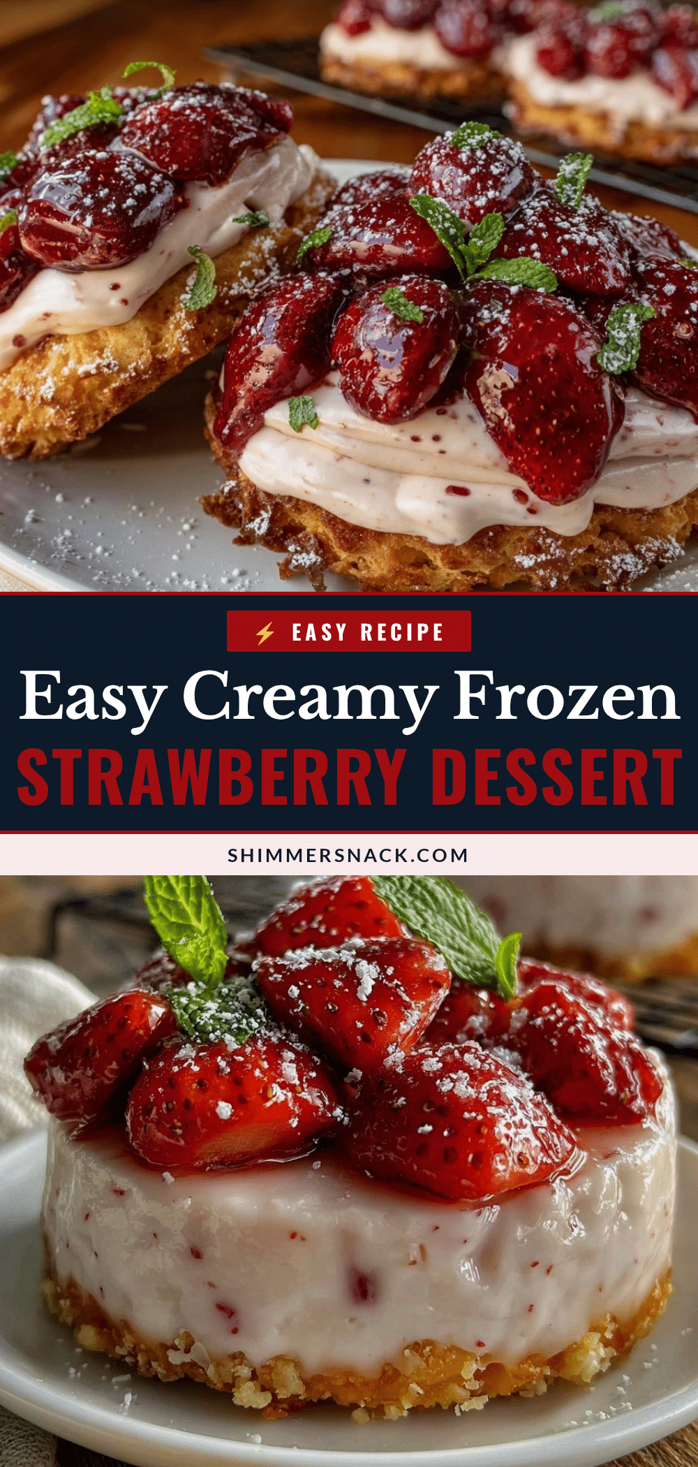 easy creamy frozen strawberry dessert recipe