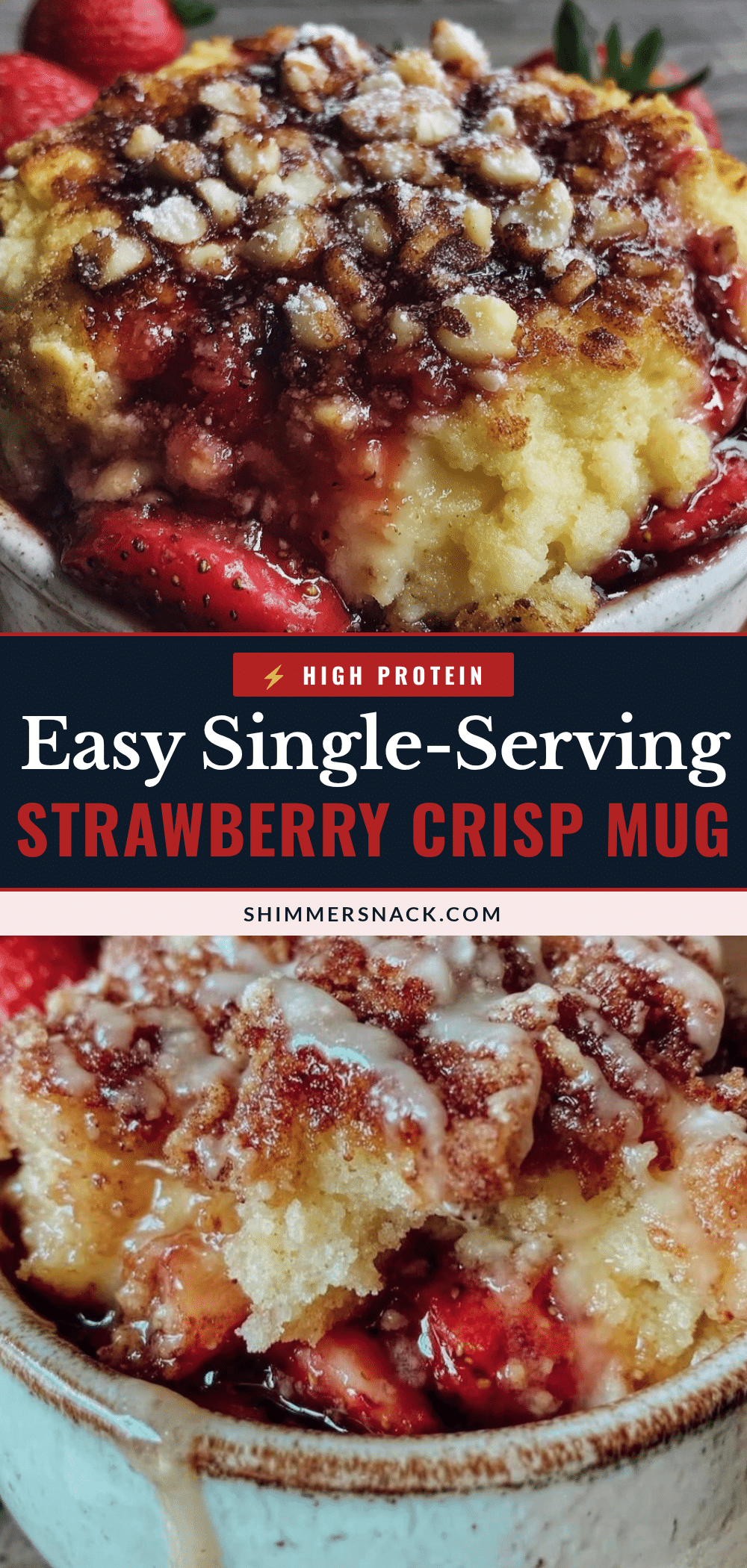 easy single-serving strawberry crisp in a mug recipe