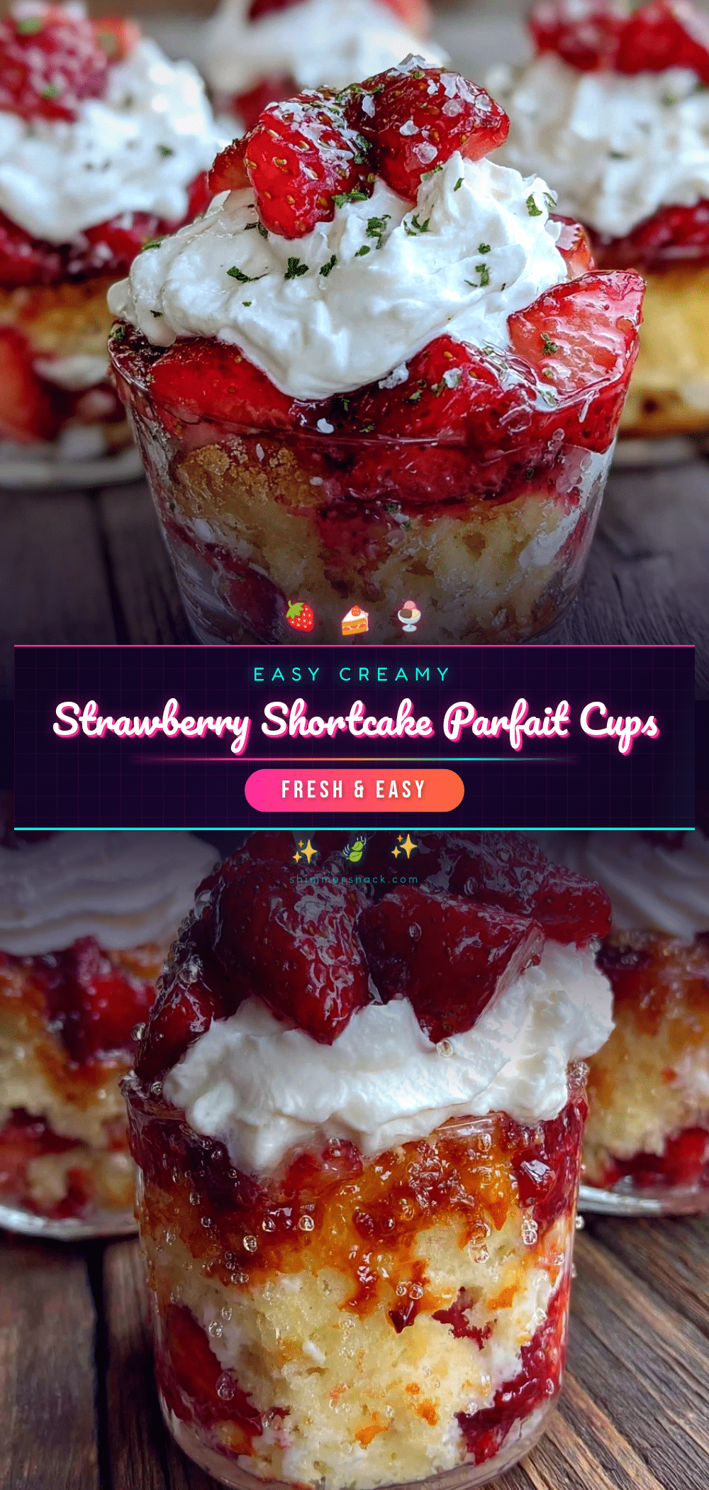 easy strawberry shortcake parfait cups recipe