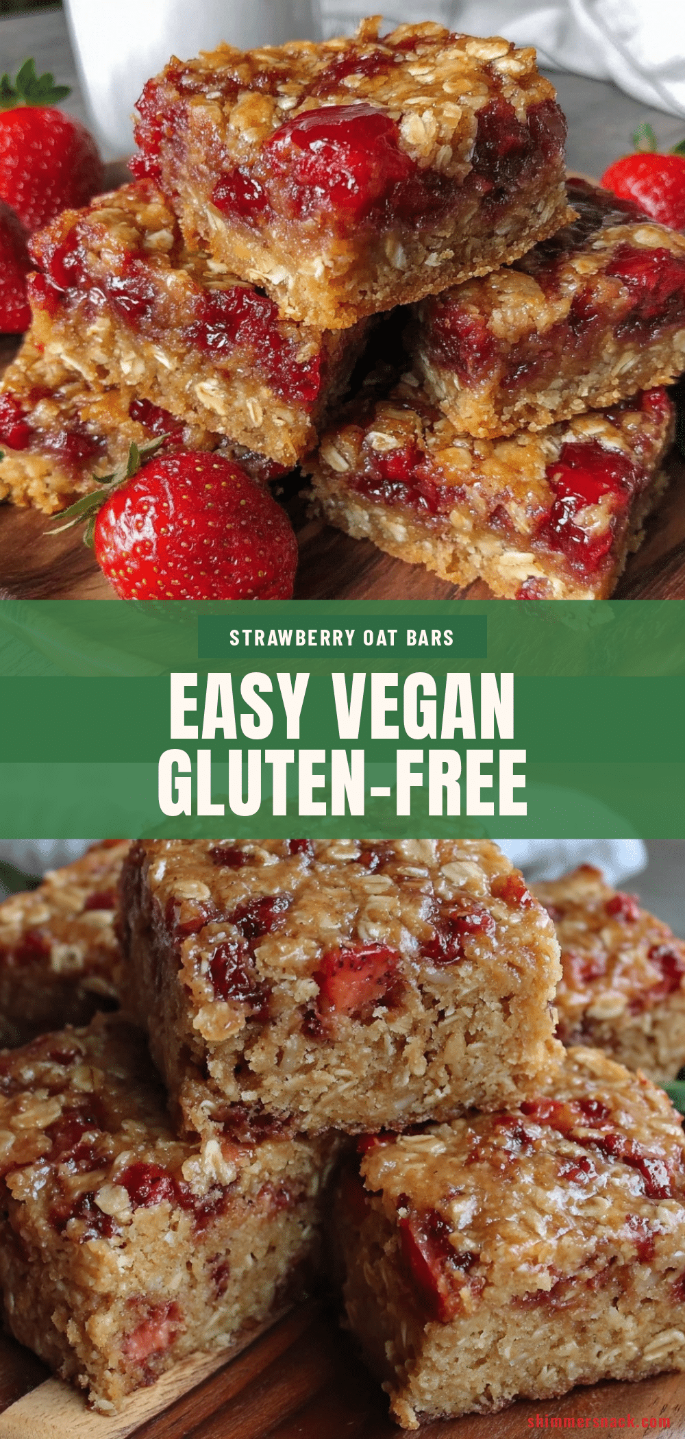 easy vegan gluten-free strawberry breakfast bars recipe