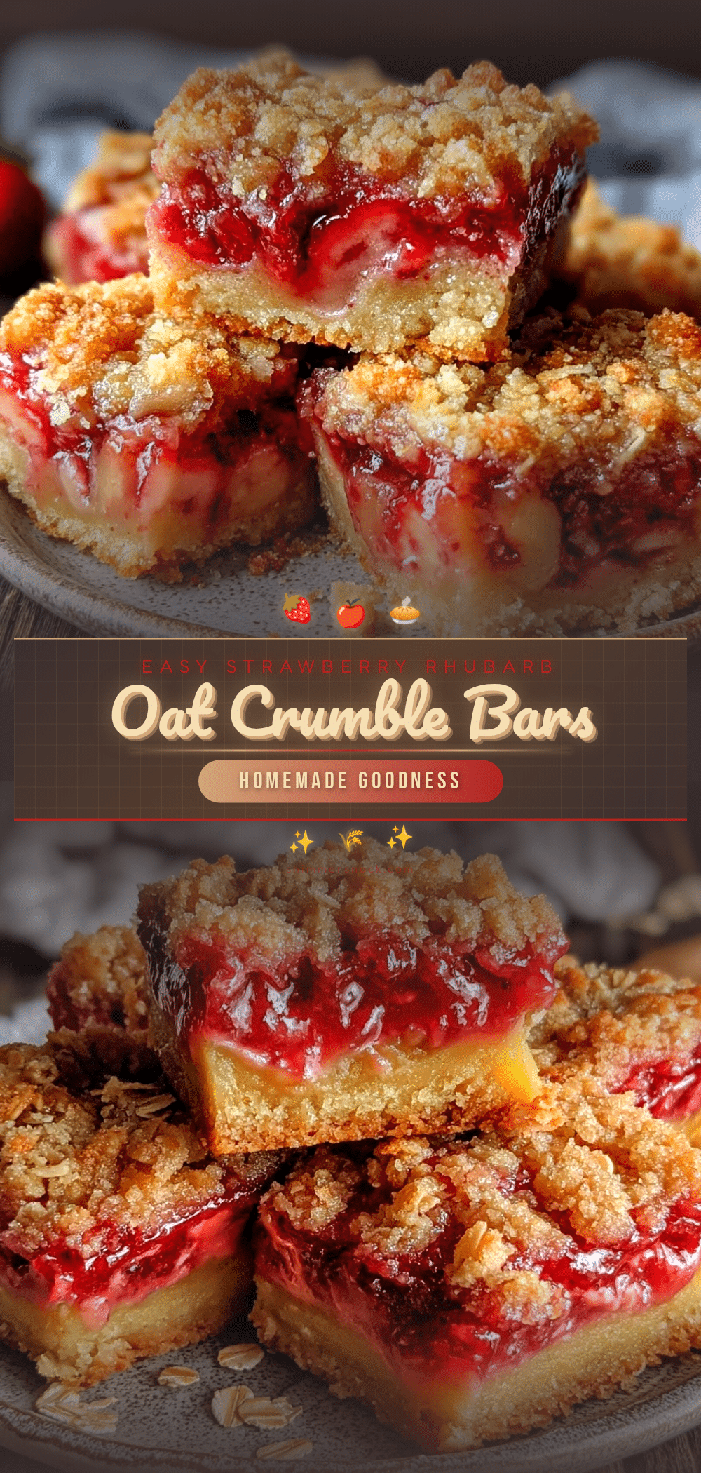strawberry rhubarb crumble bars recipe
