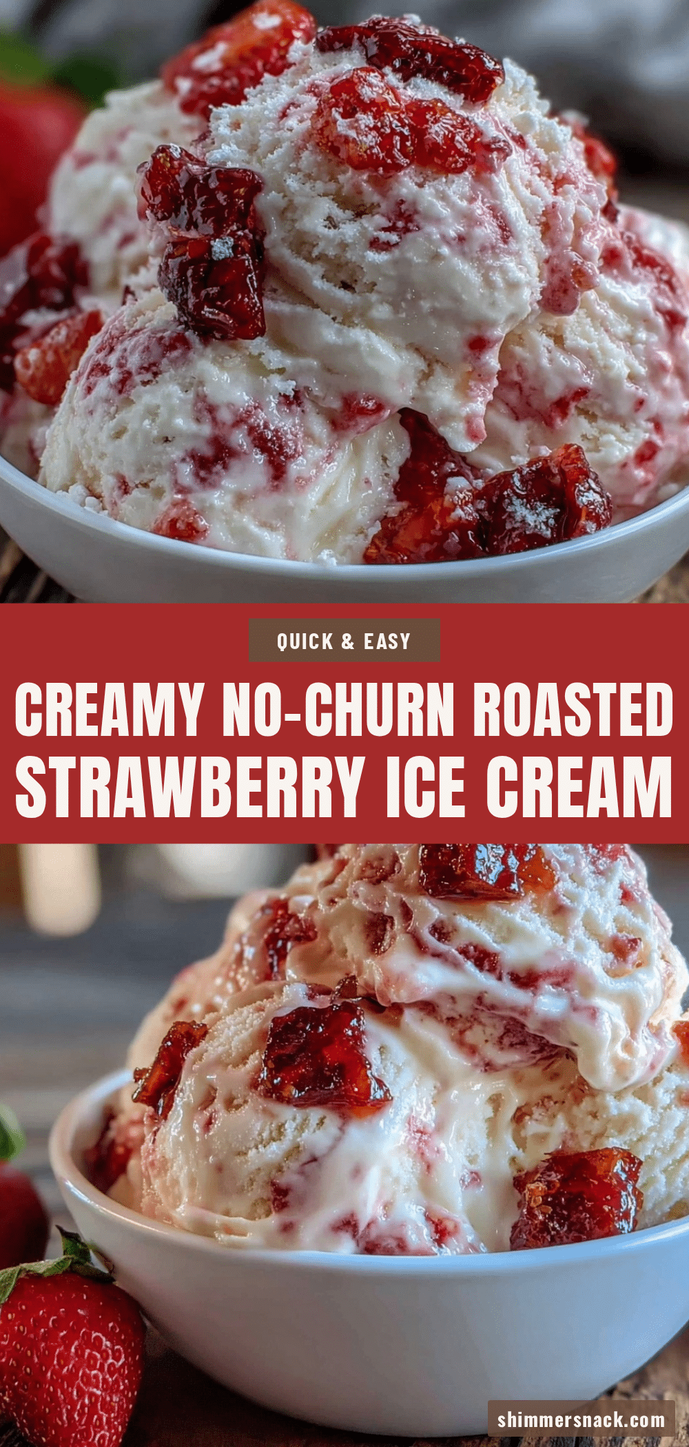 no-churn roasted strawberry ice cream recipe