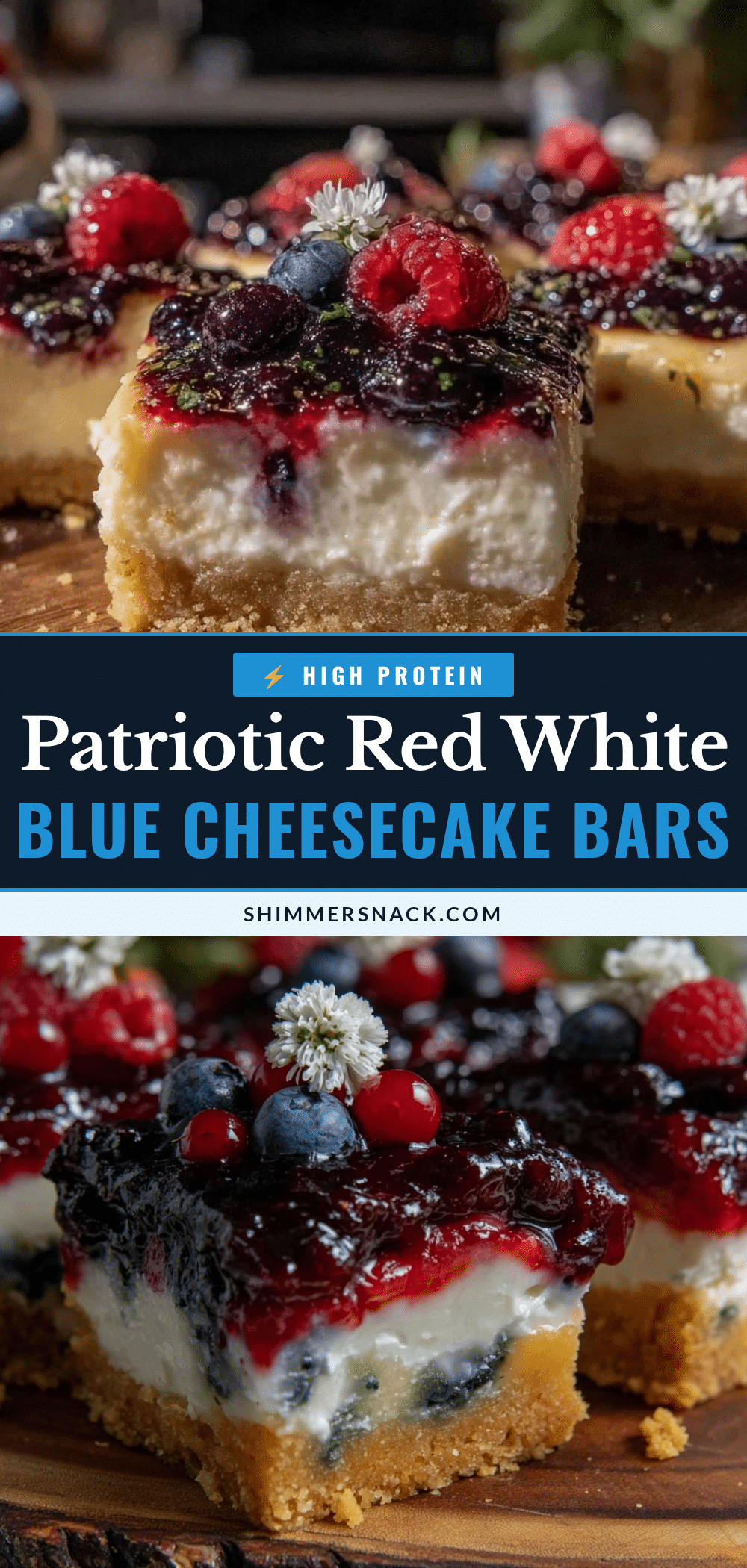 red white and blue cheesecake bars recipe