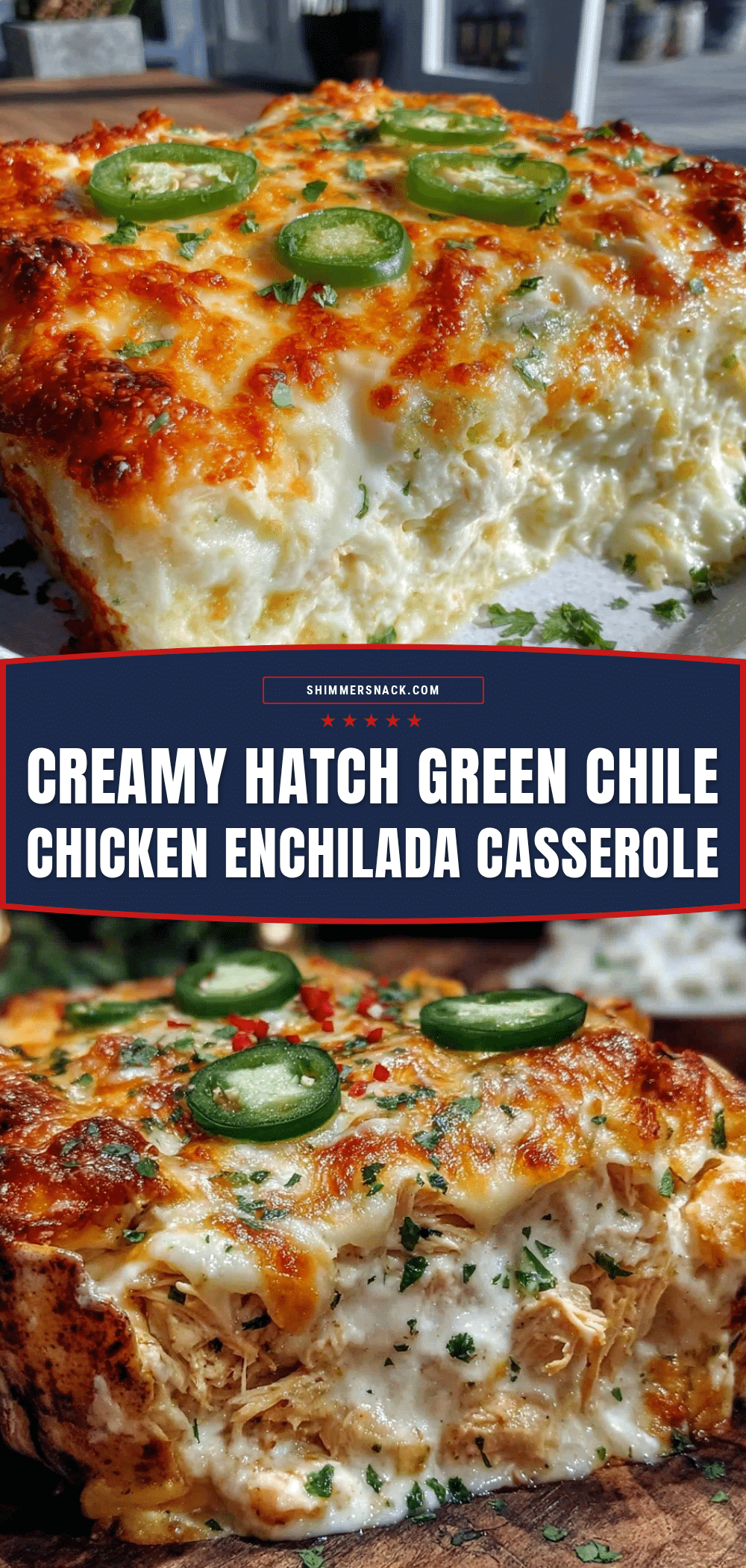 creamy hatch green chile chicken enchilada casserole recipe