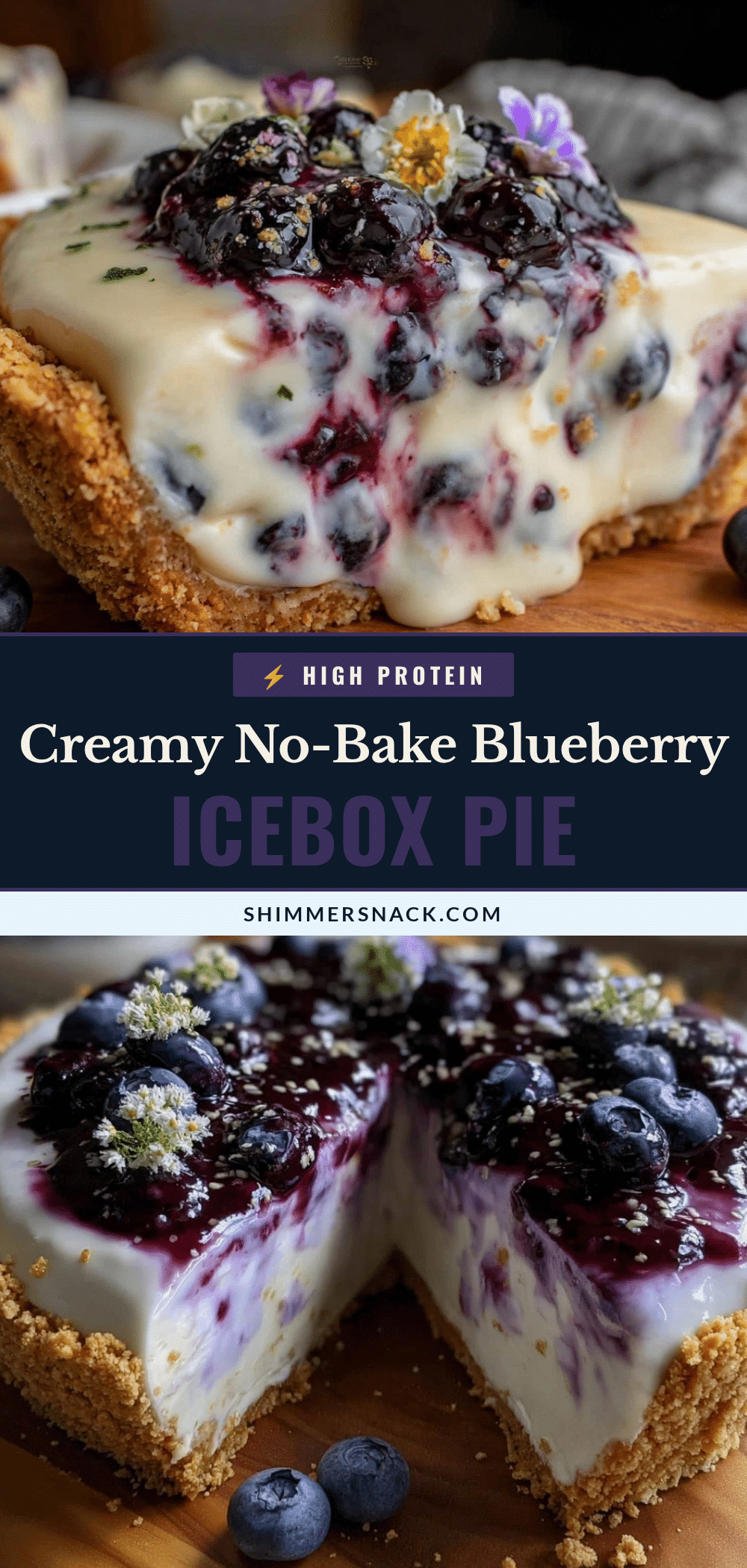 creamy no-bake blueberry cream cheese icebox pie recipe
