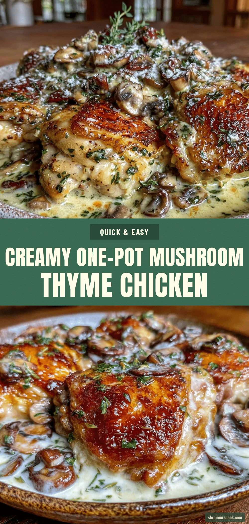 creamy one-pot mushroom and thyme chicken thighs recipe