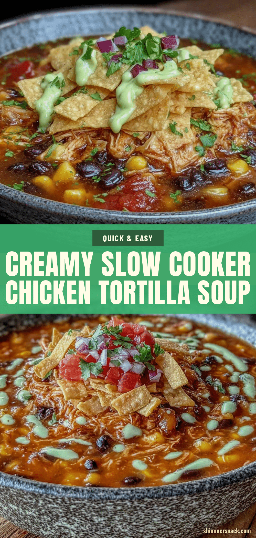 creamy slow cooker chicken tortilla soup recipe