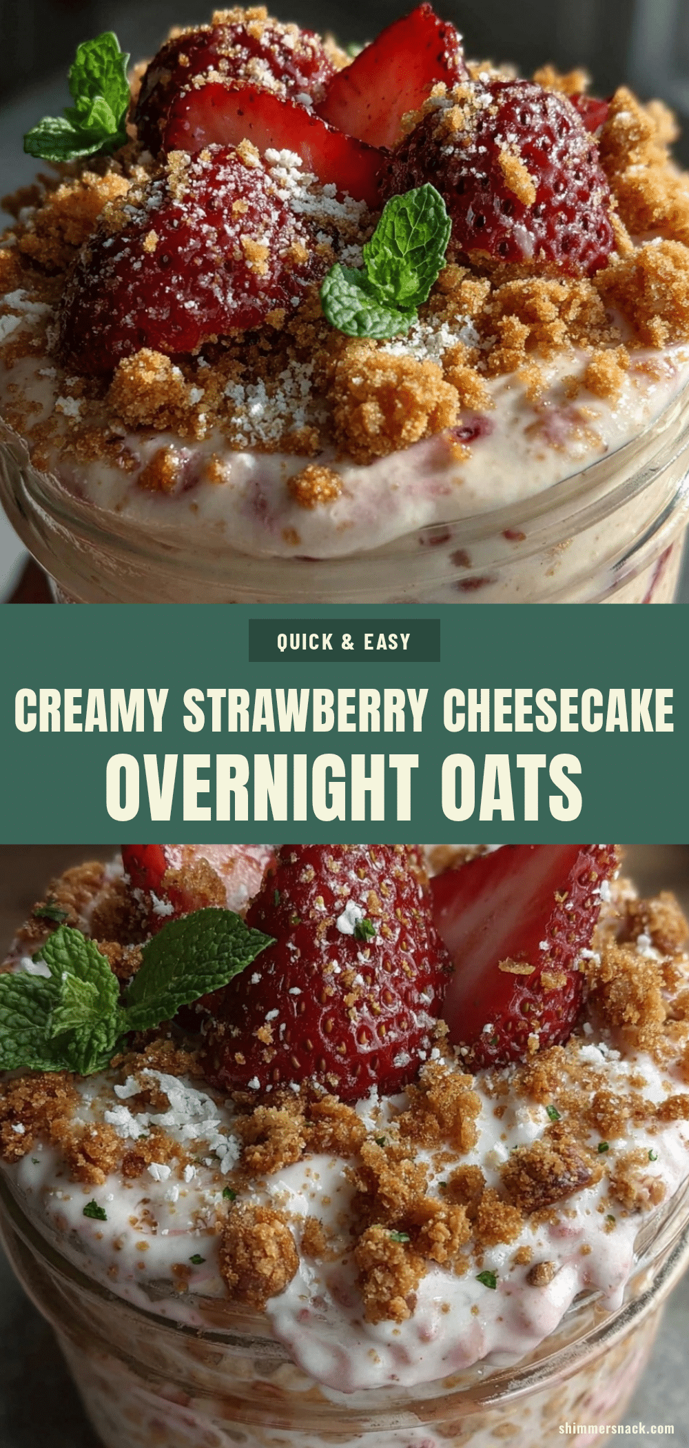 creamy strawberry cheesecake overnight oats recipe