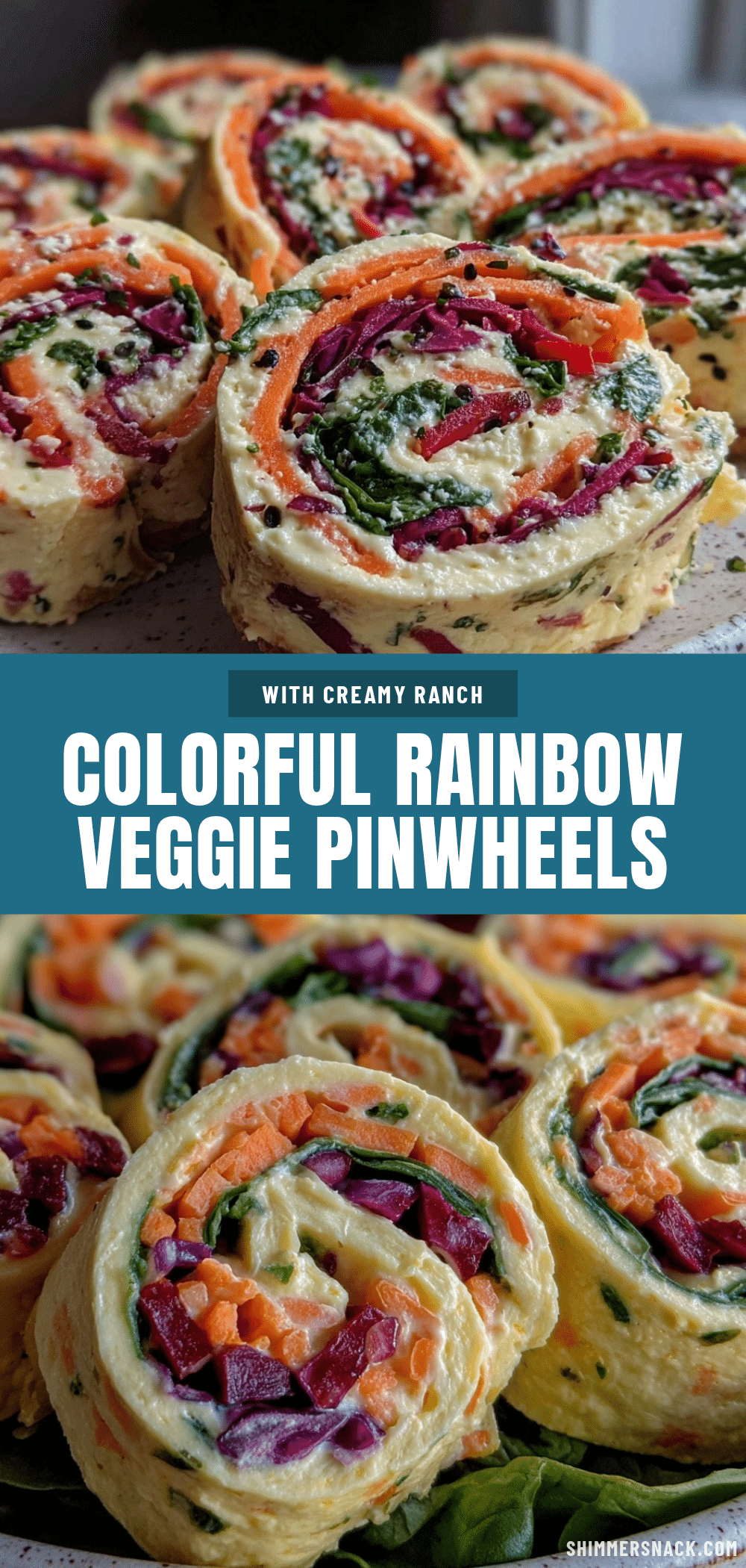 fresh rainbow veggie pinwheels recipe