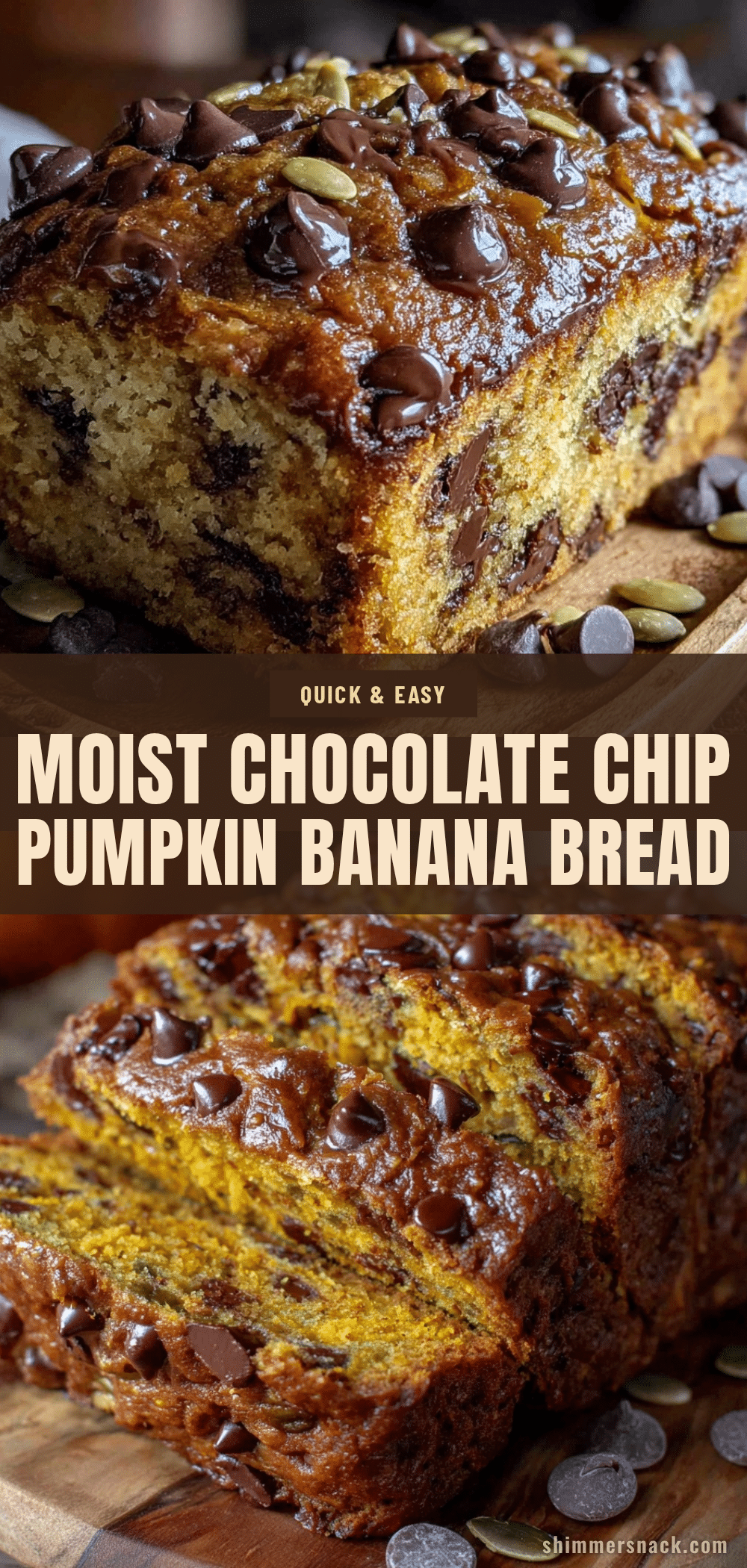 moist chocolate chip pumpkin banana bread recipe