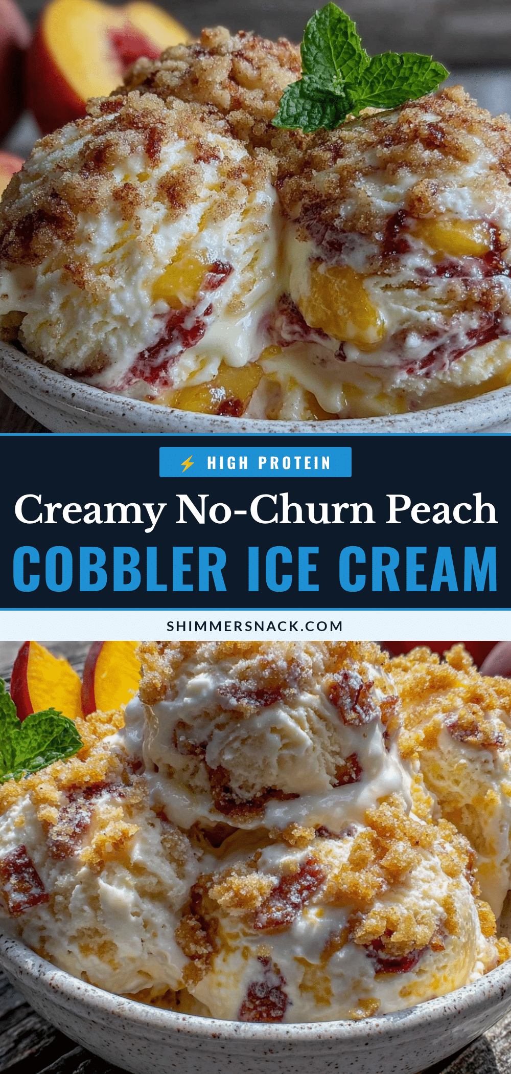 no-churn peach cobbler ice cream recipe