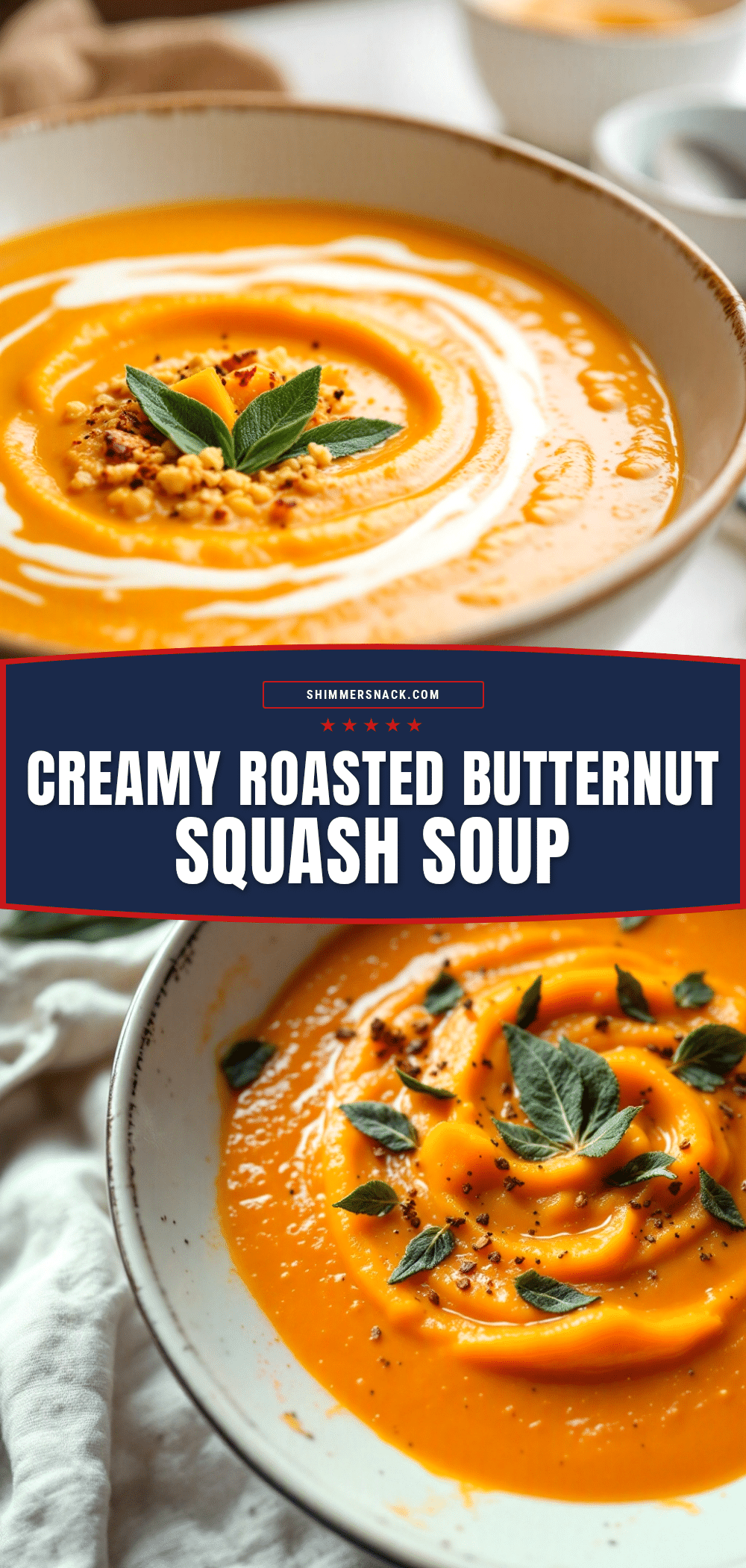 creamy roasted butternut squash soup with crispy sage recipe