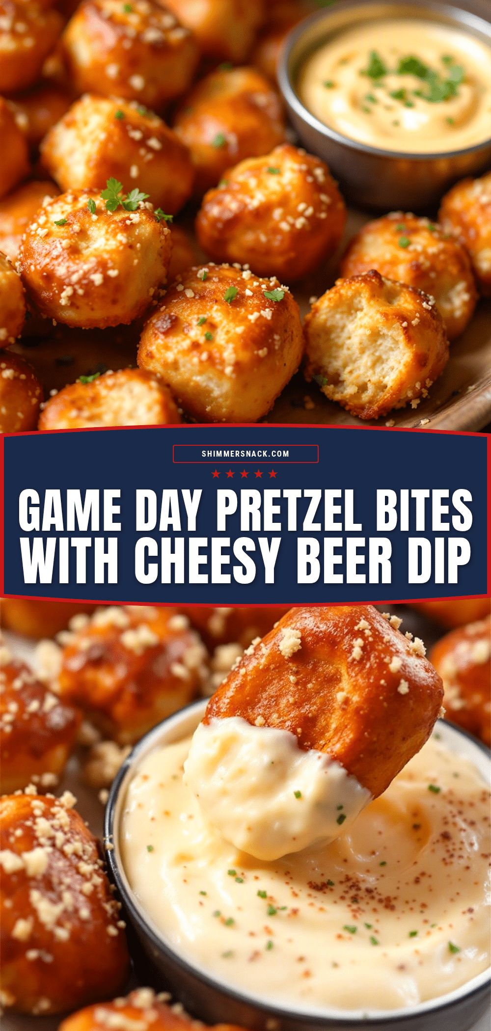 Easy game day pretzel bites with beer cheese dip recipe