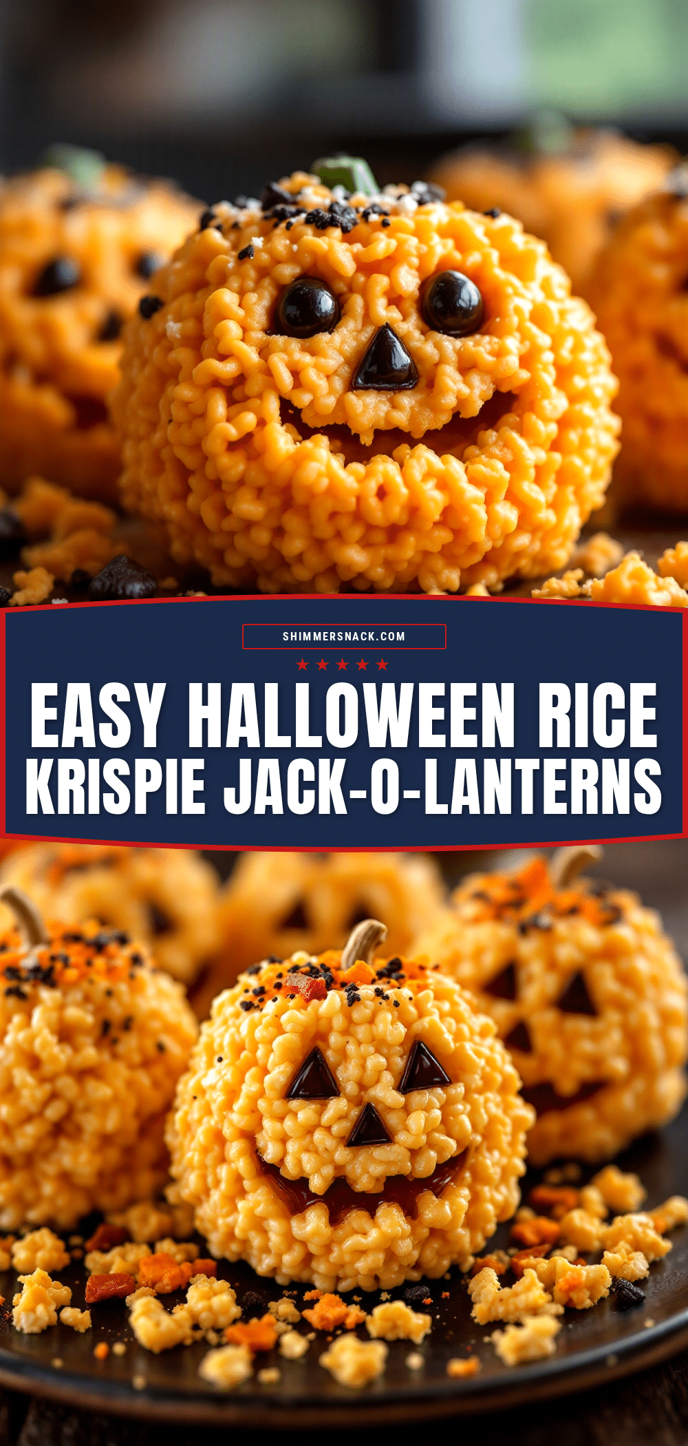 Easy Halloween Rice Krispie Jack-O-Lanterns recipe