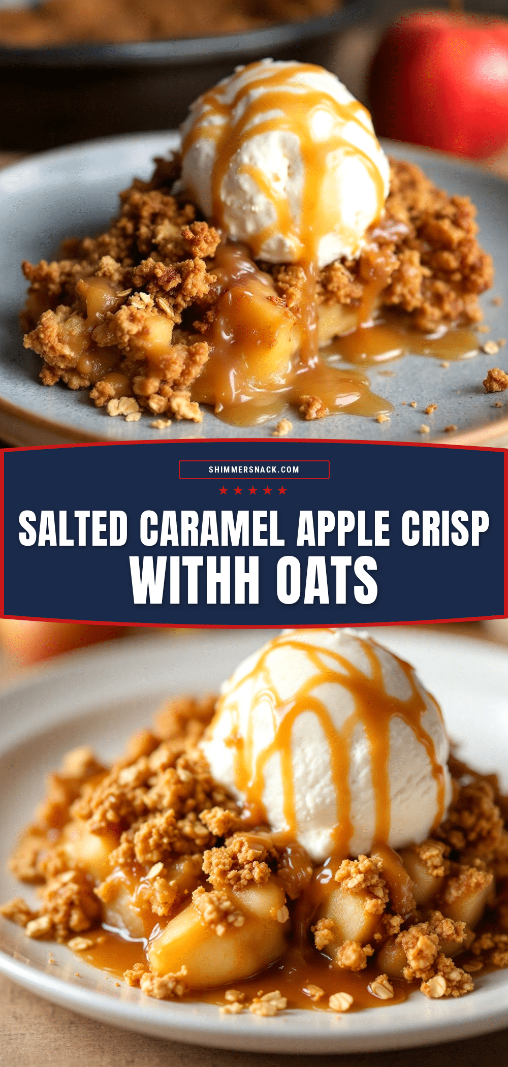 Salted Caramel Apple Crisp with Oats recipe