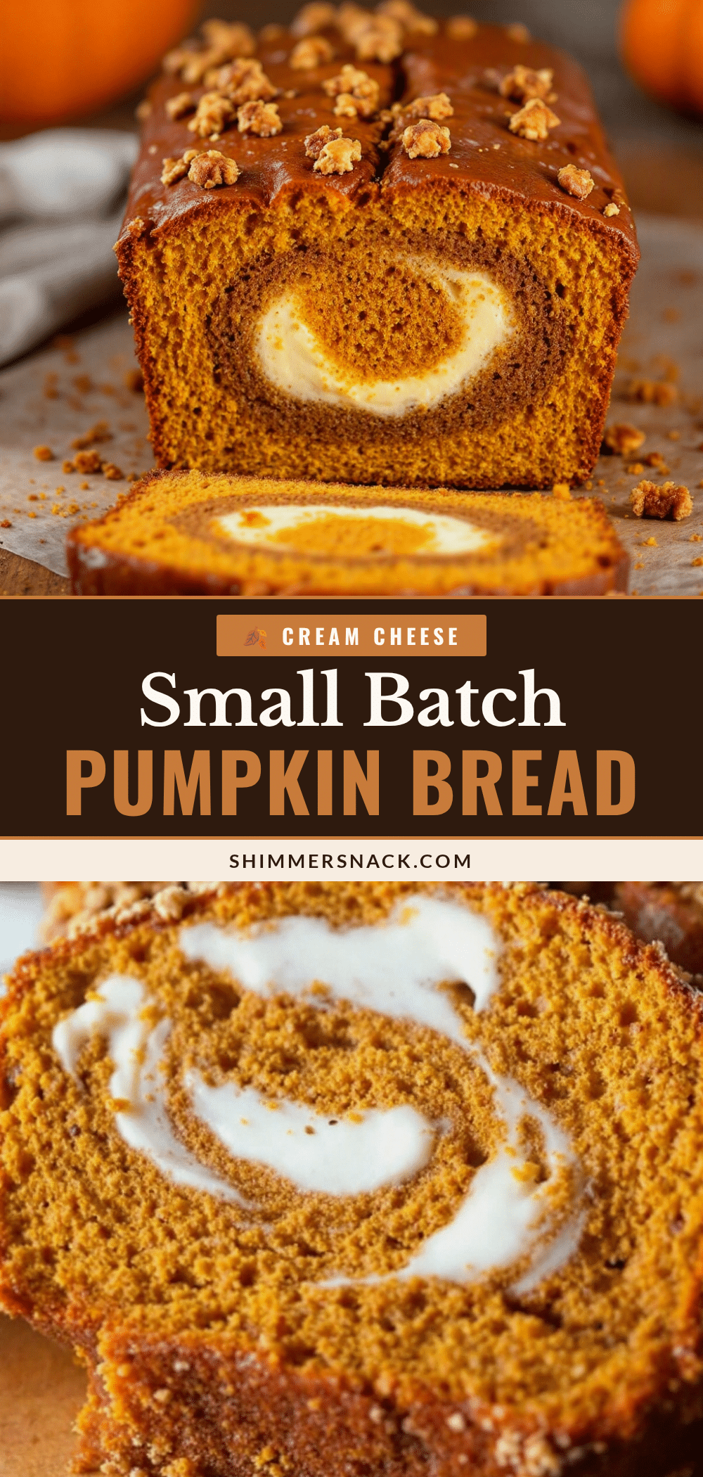 small-batch pumpkin bread with cream cheese swirl recipe