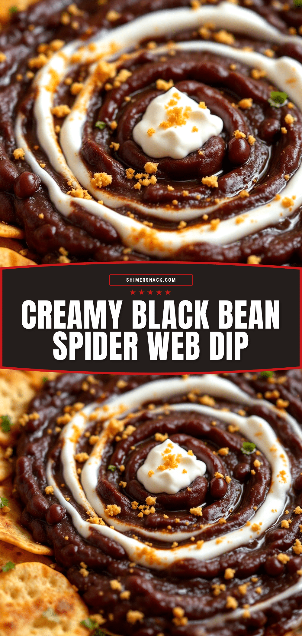 Creamy Black Bean Spider Web Dip recipe