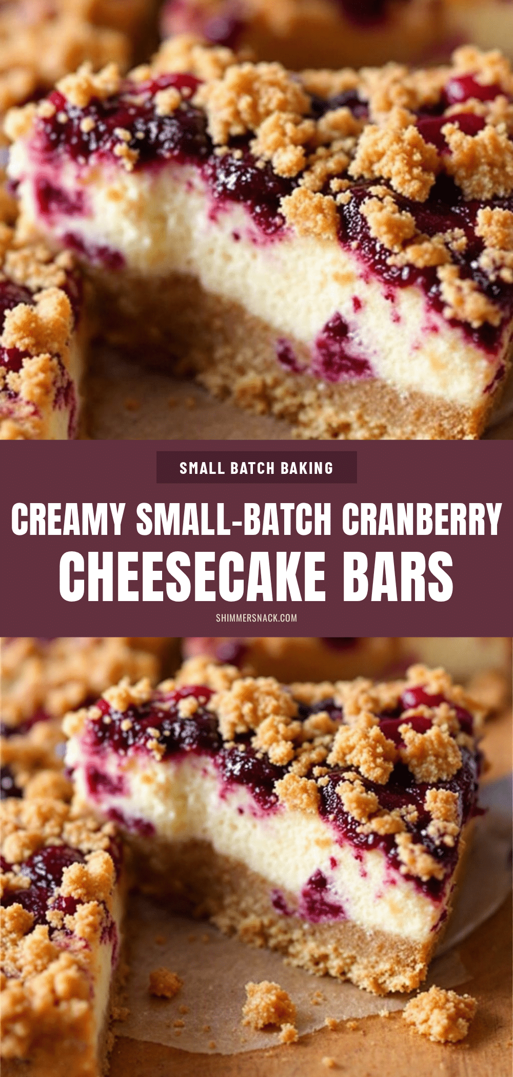 creamy small-batch cranberry cheesecake bars recipe