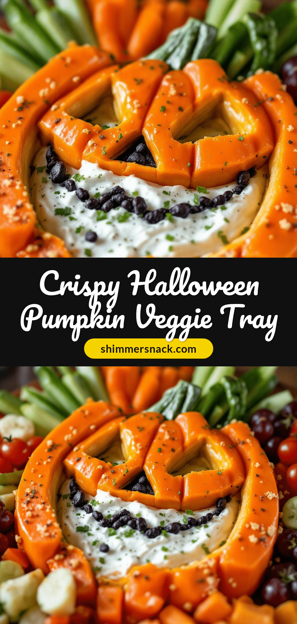Crispy Halloween Pumpkin Veggie Tray with Ranch recipe