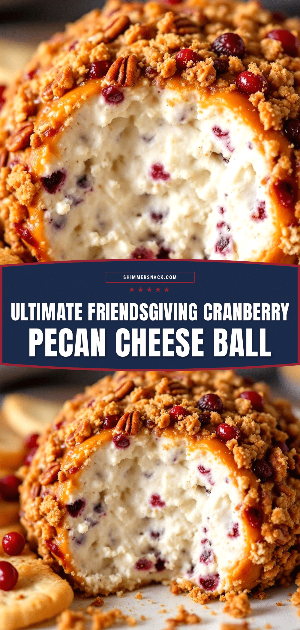 Friendsgiving Cranberry Pecan Cheese Ball recipe