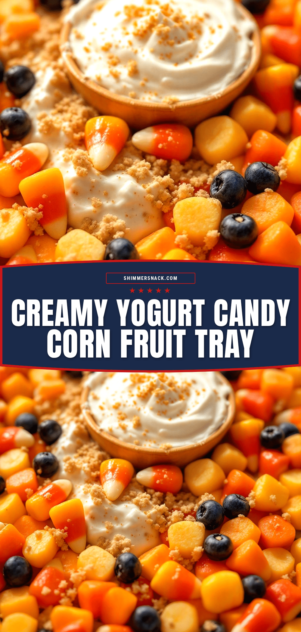 healthy candy corn fruit tray with yogurt dip recipe